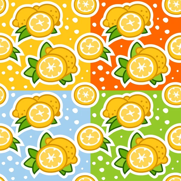 Citron sans couture ensemble de couleur de motif — Image vectorielle