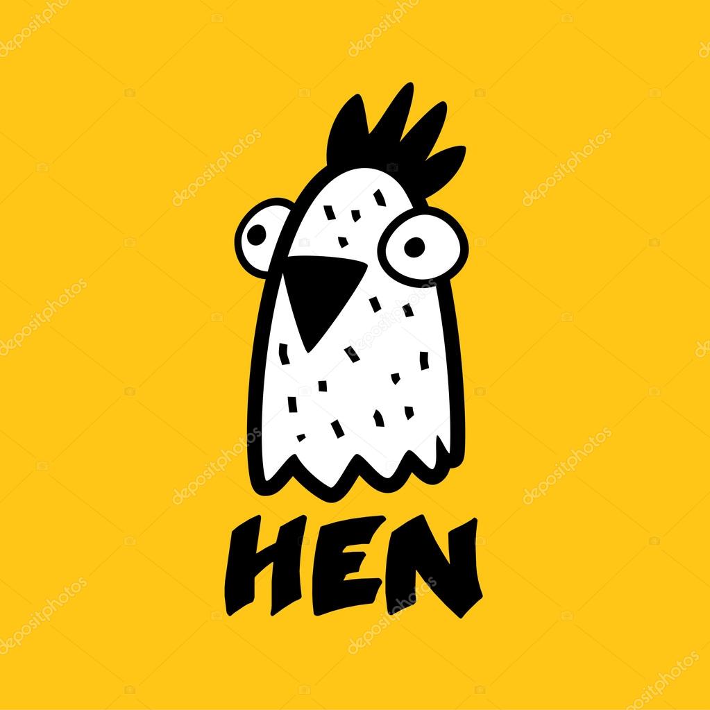 Vector image head hen funny logo