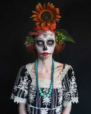 kızlardan fotoğraf portre resim Los Muertos makyaj