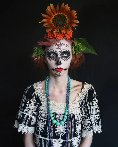 Retrato fotográfico de una chica maquillada en la imagen Los Muertos — Foto de Stock
