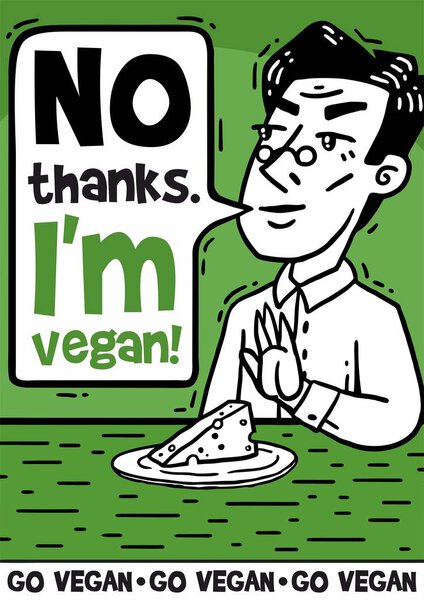 Вегетарианец говорит, что никакого плаката с сыром
