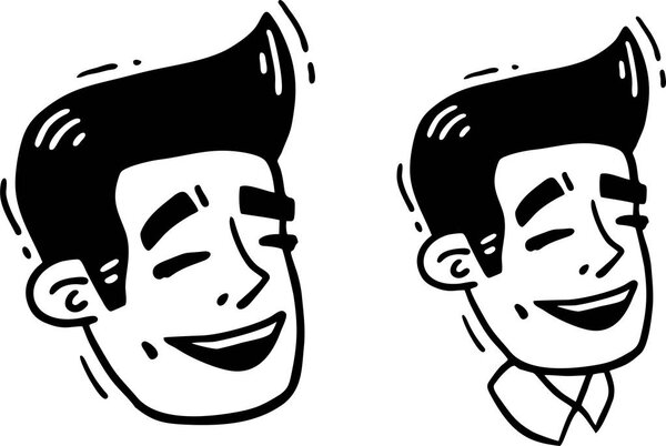 portrait of man laughing sign set