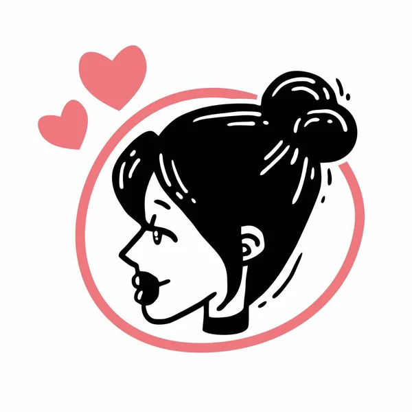 Profil av en flicka i kärlek tecken — Stock vektor