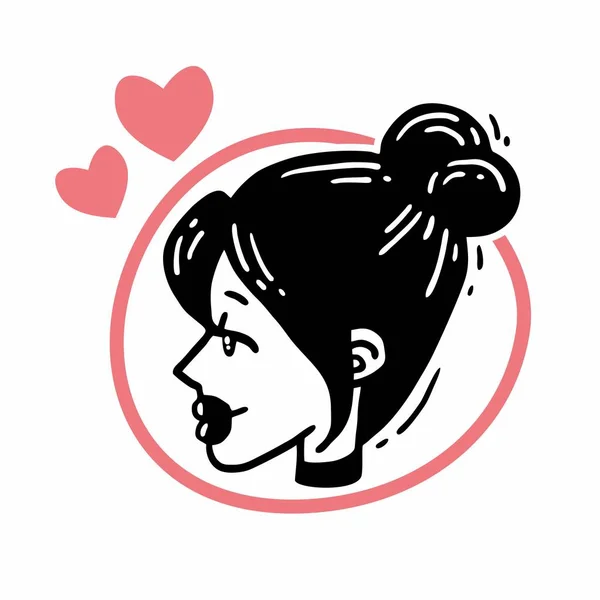 Perfil de una chica enamorada — Vector de stock