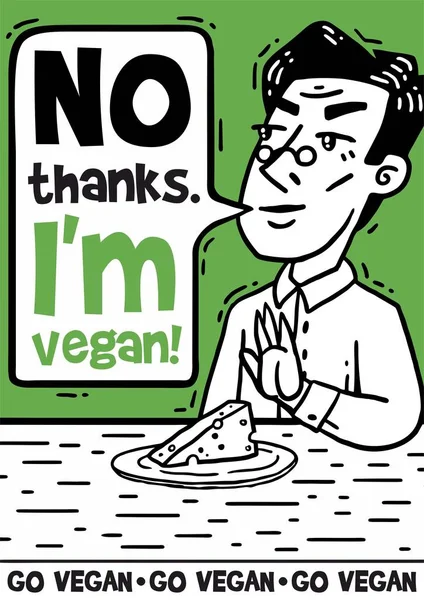 Vegan säger ingen ost comics affisch — Stock vektor