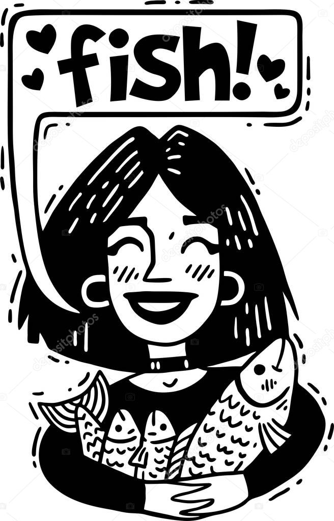 I love fish girl hugging Different types of fish comics