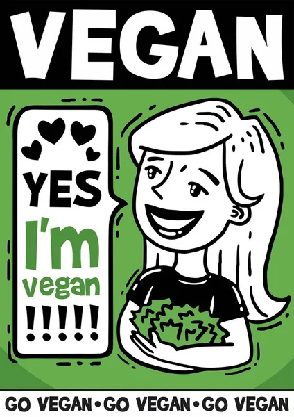 Yes I am vegan comics poster — Stock Vector