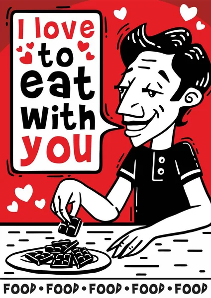 I love to eat with you comics poster — Stock Vector