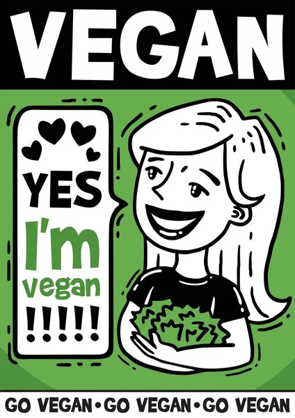 Sí, soy vegano comics cartel — Vector de stock