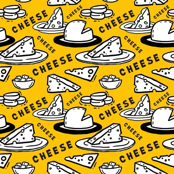 Gula sömlösa mönster ost i en tallrik — Stock vektor
