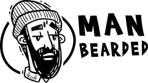Man met baard hipper logo — Stockvector