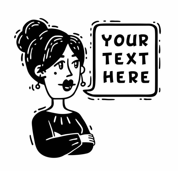 Женщина сложила руки говорит черно-белые комиксы
