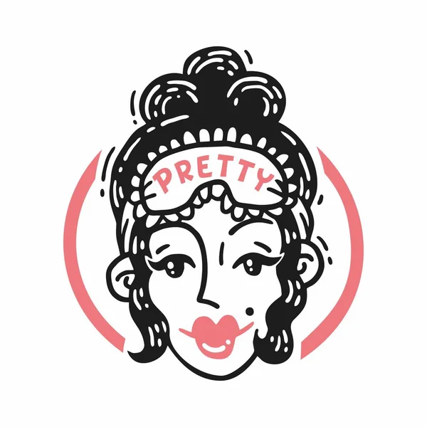 Logo Ładna dziewczyna z przepaską na sen — Wektor stockowy