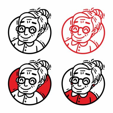 logo gözlük seti ile yaşlı kadın portre