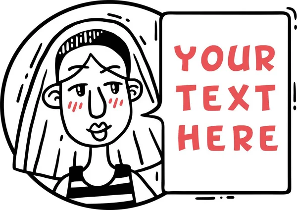 Comic-Porträt für Textgirl — Stockvektor