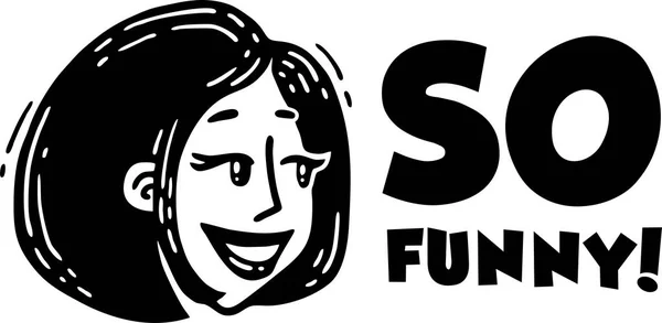 Черно-белый логотип, так весело улыбается голова девушки — стоковый вектор