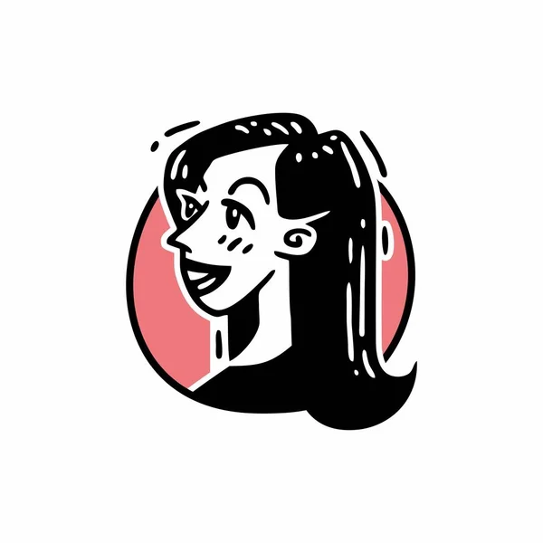 Μαύρο και ροζ λογότυπο όμορφη νεαρή κοπέλα — Διανυσματικό Αρχείο