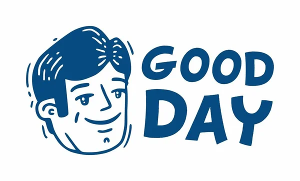Logo felice testa dell'uomo buona giornata — Vettoriale Stock