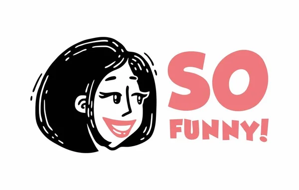 Logo si drôle fille tête souriant — Image vectorielle