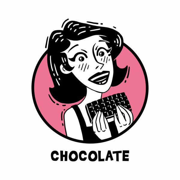 портрет красивой счастливой девушки с шоколадкой
