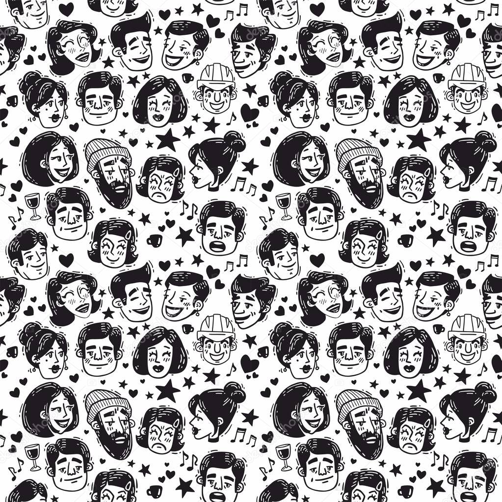 pattern of people's faces