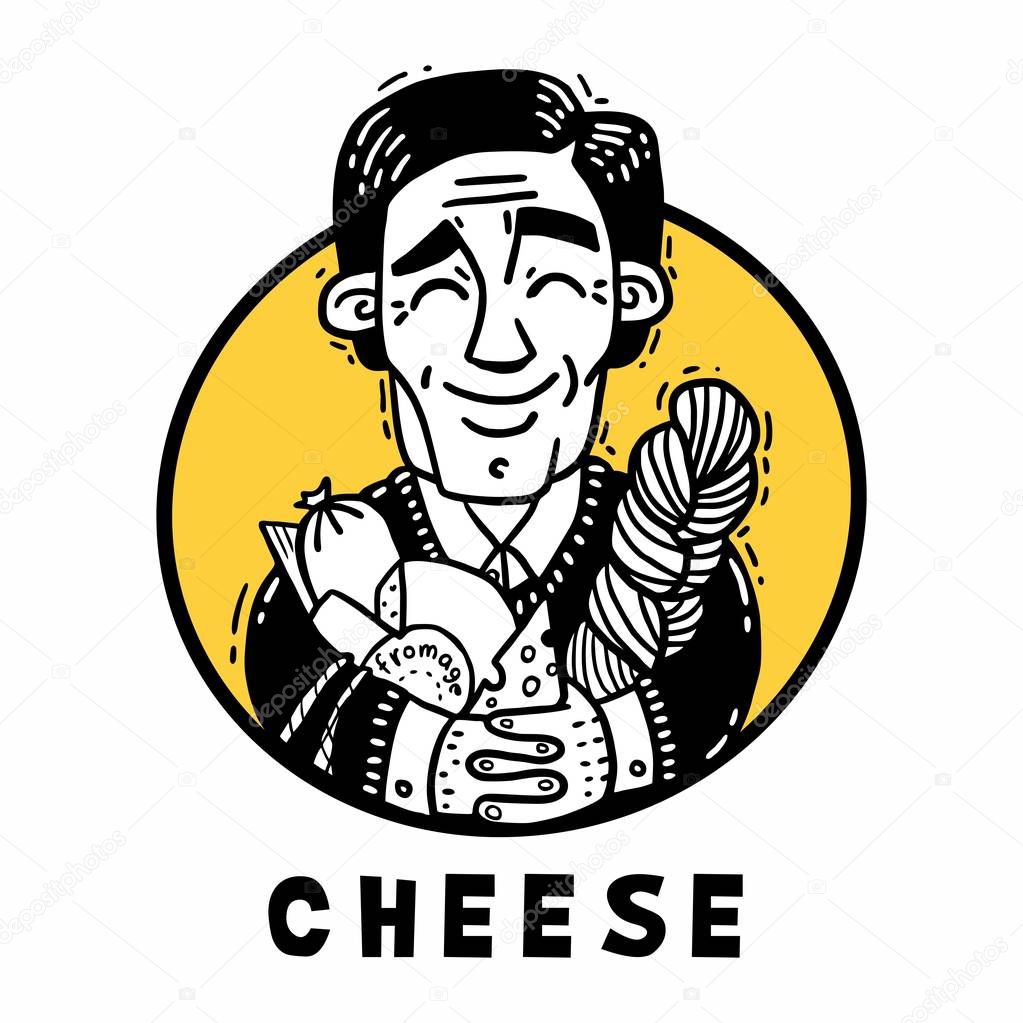 portrait of a happy man hugging cheese