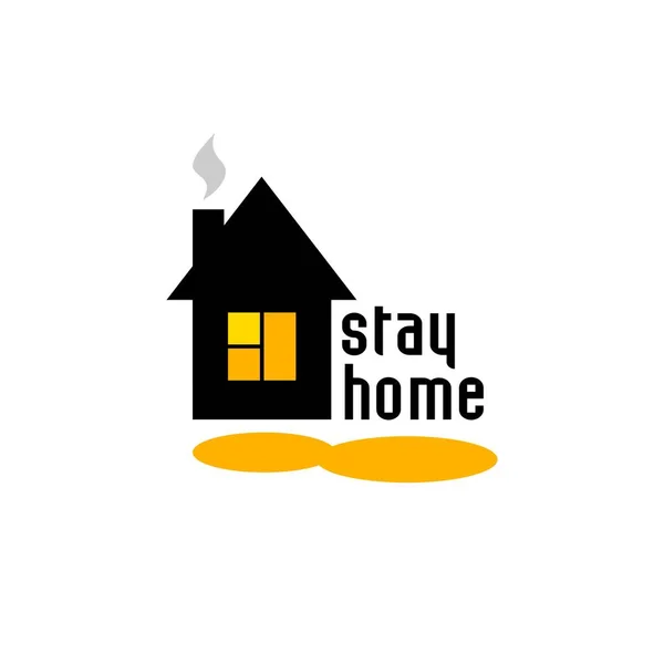 Logo Maison Noire Avec Lumière Dans Vecteur Fenêtre Rester Maison — Image vectorielle