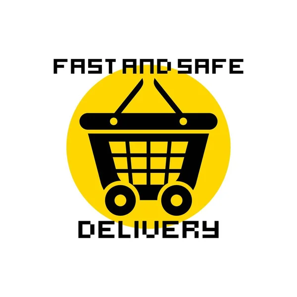 Logo Vektörü Hızlı Güvenli Teslimat Arabası Tekerlekli — Stok Vektör