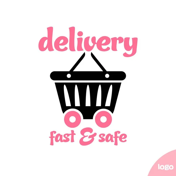 Vektör Hızlı Güvenli Alışveriş Sepeti Pembe Logo Üzerinde — Stok Vektör