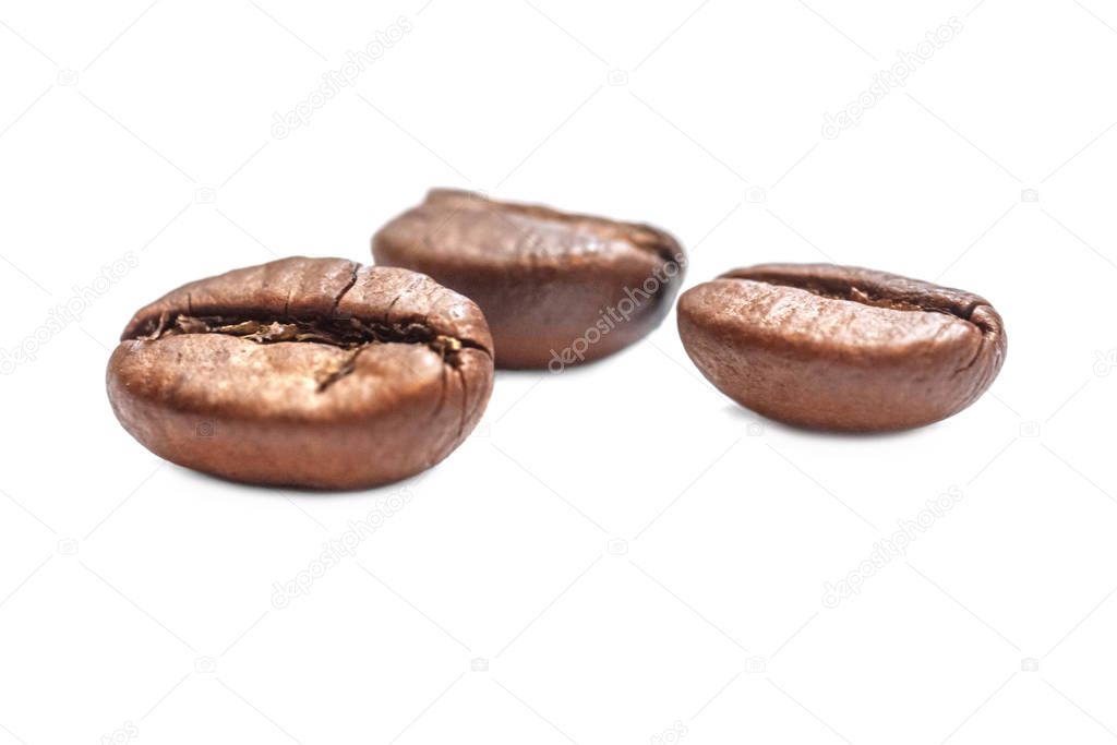 coffee beans isolated on white close up