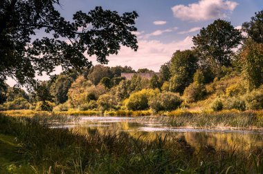 Işıl ışıl bir yaz gününde nehir manzarası