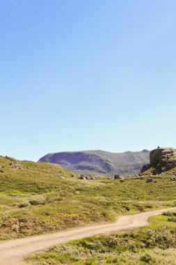Yol, park ve patika, Vavatn Gölü. Hemsedal, Buskerud, Norveç.