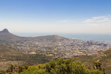 Cape Town Panorama Manzarası, Masa Dağı 'ndan Güney Afrika.