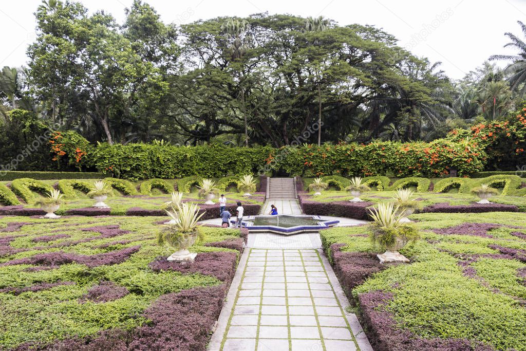 Beautiful and clean Sunken Garden in Perdana Botanical Gardens in Kuala Lumpur, Malaysia.