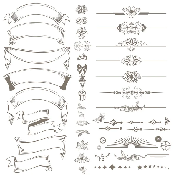 Vintage prvky sada návrhů – stuhy a krajky — Stockový vektor