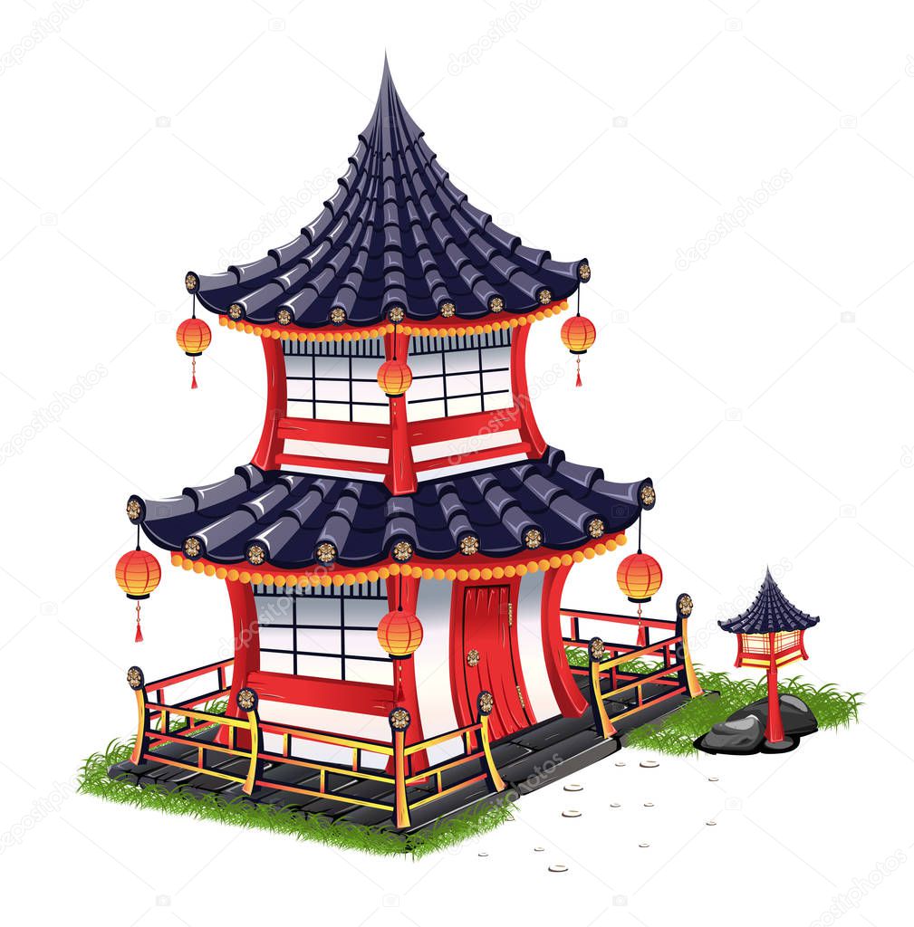 Japanese house with a roof tiles