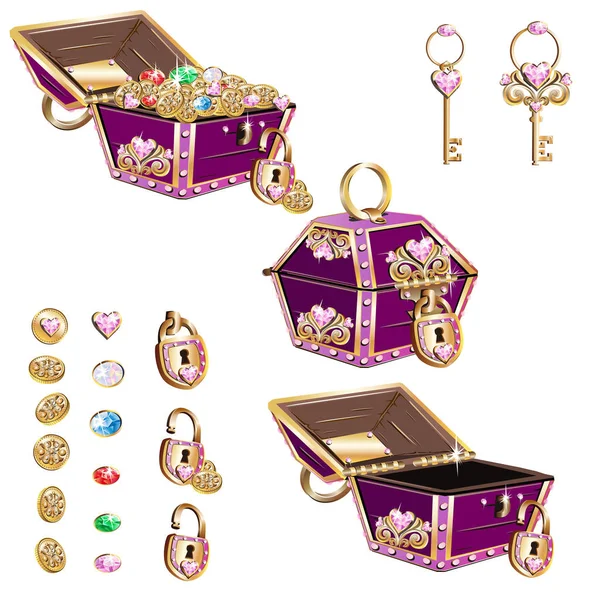 Hazine sandığı pembe süslemeli ayarla