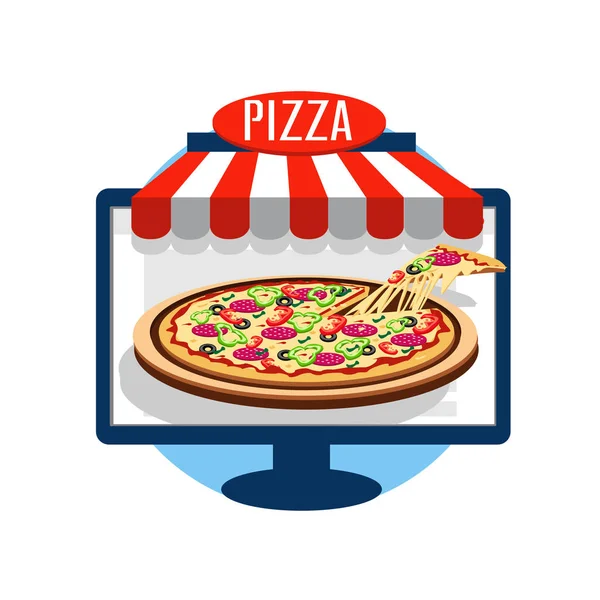 Pizza icono vector en línea — Vector de stock