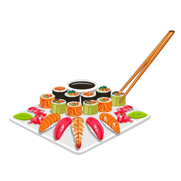 Plato de sushi Vector ilustración — Vector de stock