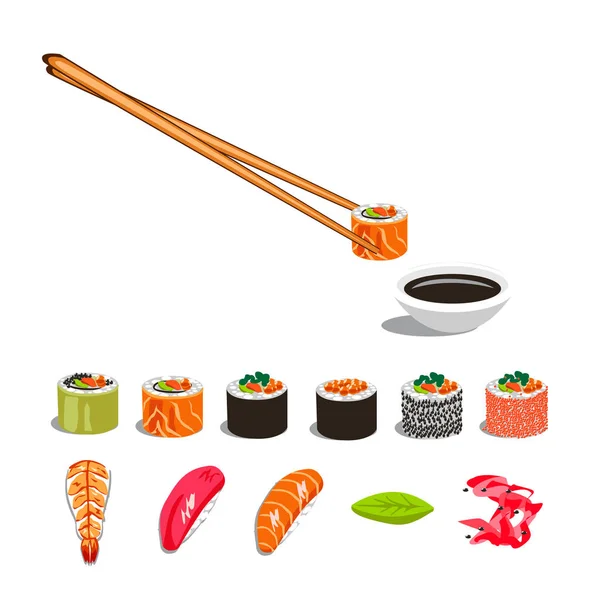 Conjunto de vetor Sushi —  Vetores de Stock