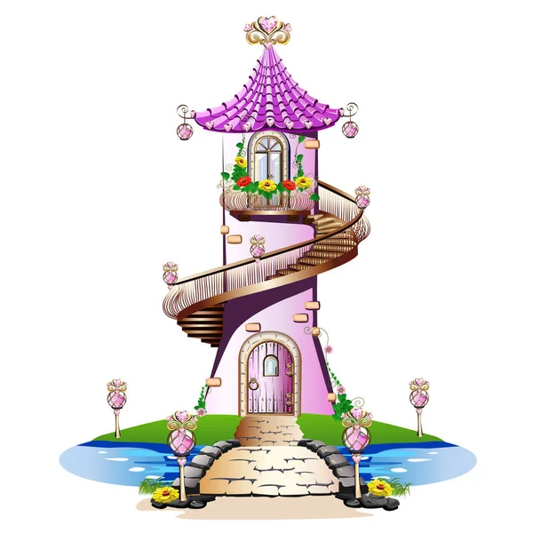 Castillo de cuento de hadas rosa — Vector de stock