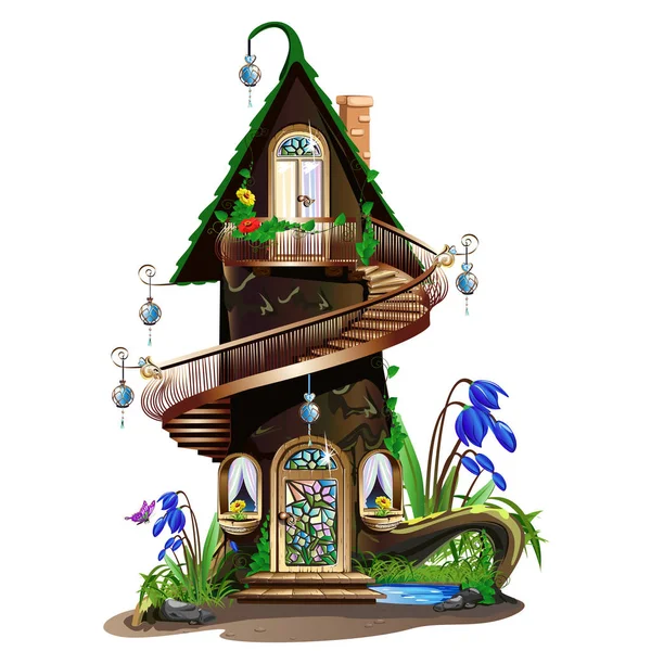 Fairytale houten huis — Stockvector