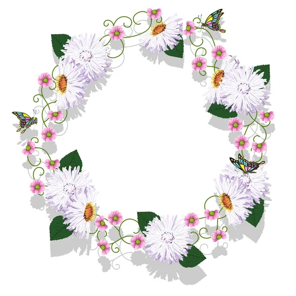 Frame van bloemen wenskaart — Stockvector