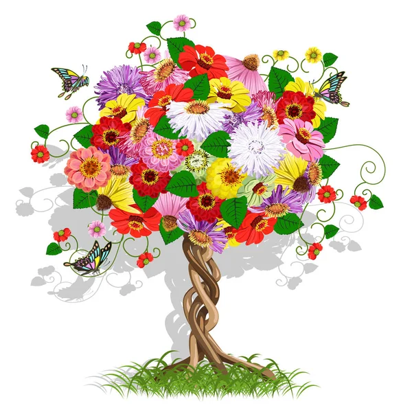 Arte flor árbol — Vector de stock