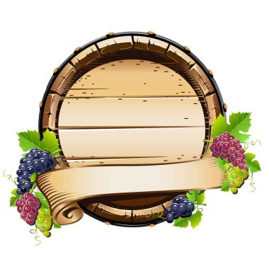 Şarap varil ile üzüm demet