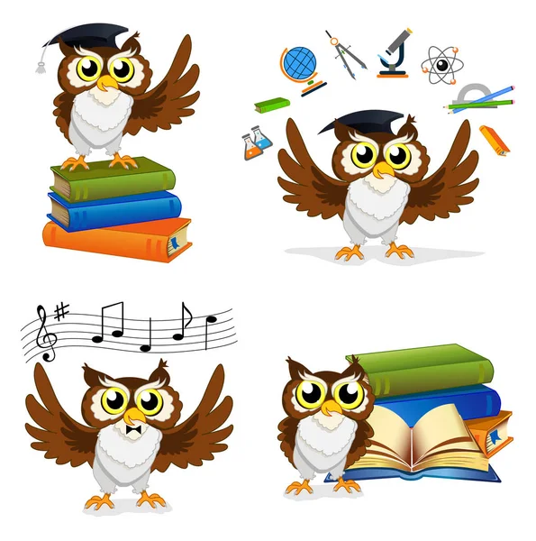 Ensemble enseignant Hibou Sage — Image vectorielle