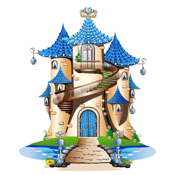 青いおとぎ話の城 — ストックベクタ