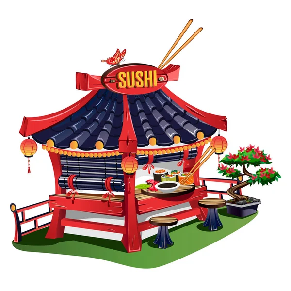 Sushi bar em estilo cartoon — Vetor de Stock