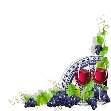 Şarap ve üzüm Vintage çerçeve