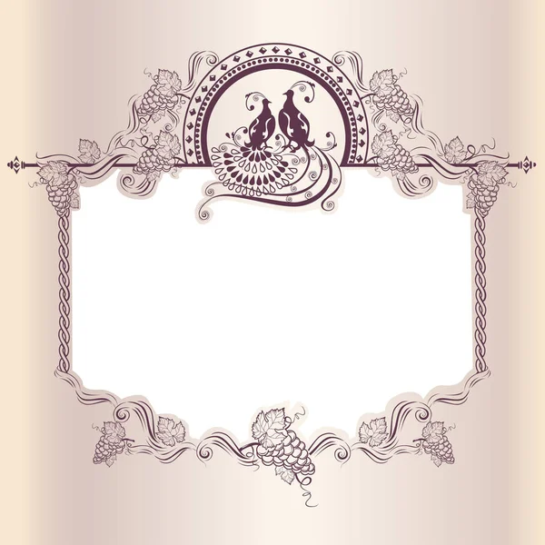 Vintage wedding frame with bird — Stock Vector